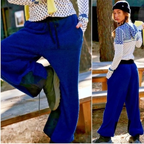 FP Movement Cuddle Up Pants Blue Size XS Blue Black Sherpa $98 Retail NWT - Picture 1 of 7